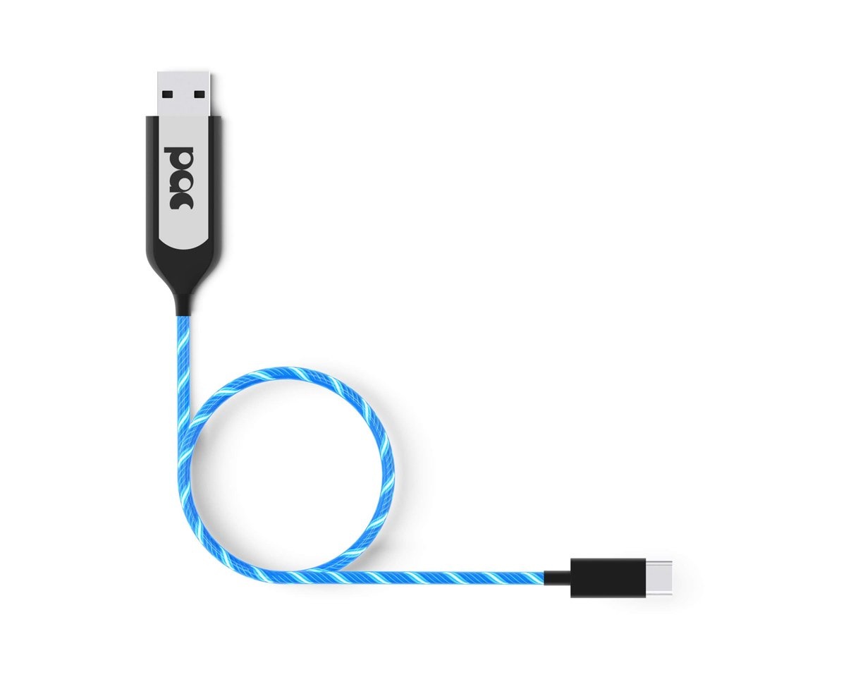 PAC Ladekabel USB-C 1m Blau LED PACUSCBLU