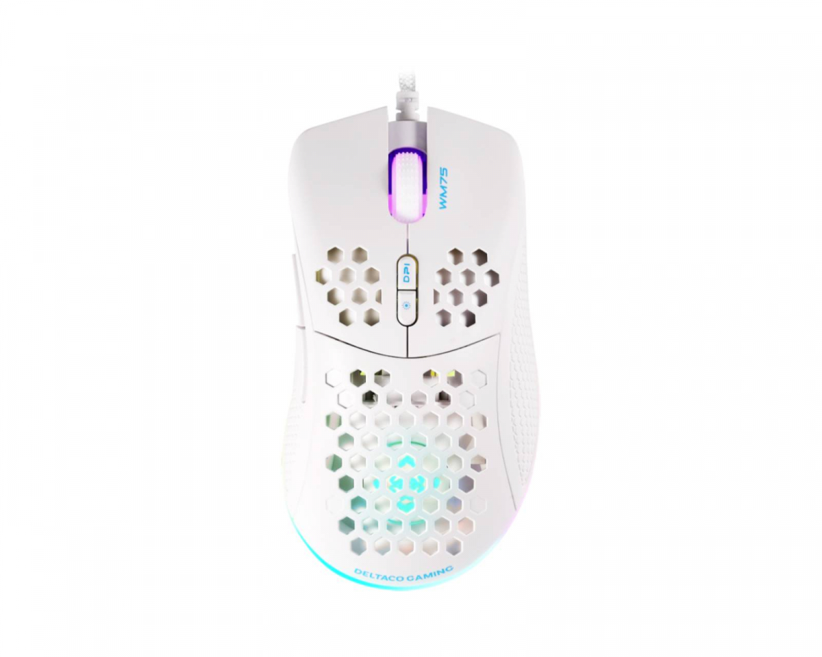 Deltaco Gaming WM75 Ultra-Light RGB Gaming-Maus - Weiss - MaxGaming.gg