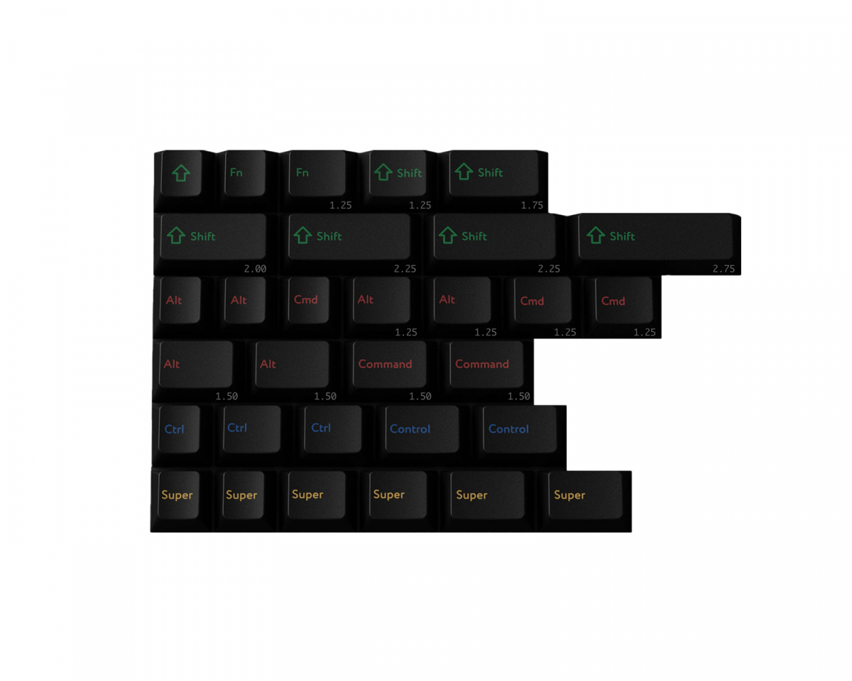 KBDfans PBTfans Retro Dark Lights - RGBY Text - MaxGaming.gg