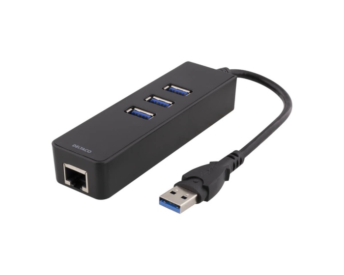 Deltaco Ethernet-Adapter 1000Mbps & USB 3.0 HUB 