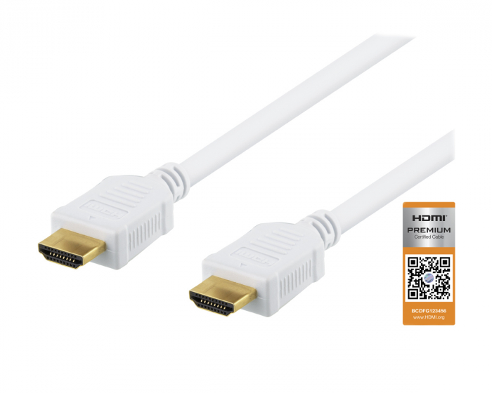 Deltaco Premium HDMI Kabel, Ethernet, 4K, 2 Meter - Weiß