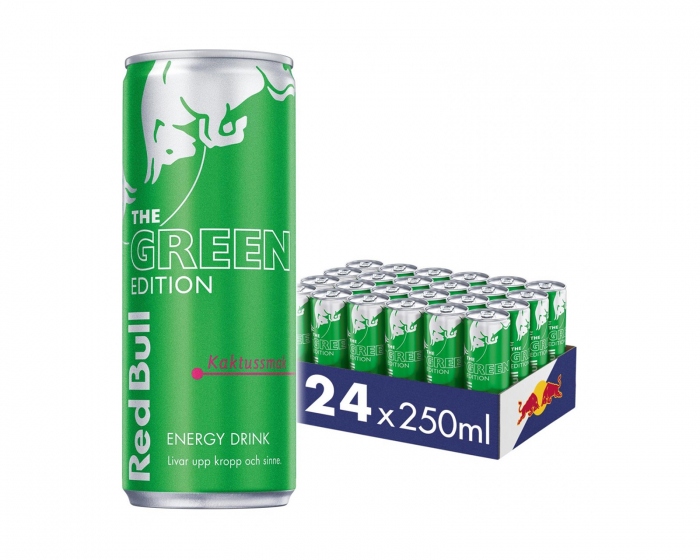 Red Bull 24x Energy Drinks, 250 ml, Green Edition (Kaktusgeschmack)