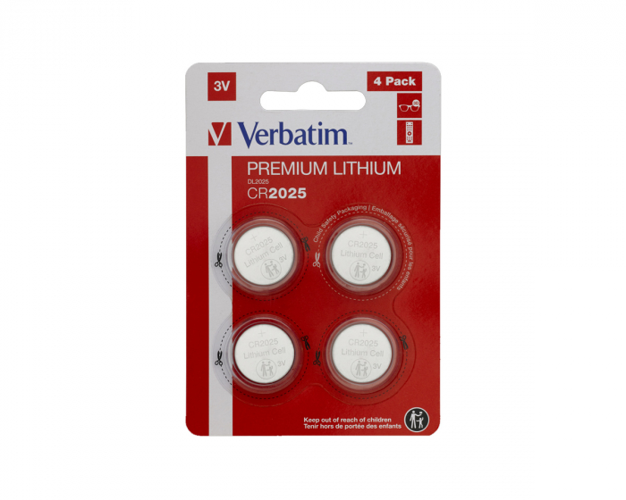 Verbatim Lithium Knopfzelle Batterie CR2025 - 4 Stück