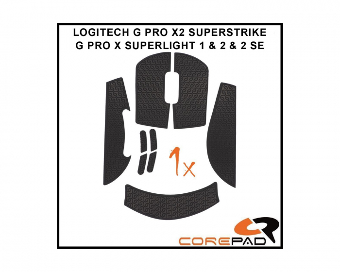 Corepad Soft Grips Für Logitech G PRO X SUPERLIGHT 1 / 2 / 2 SE & X2 SUPERSTRIKE - Schwarz