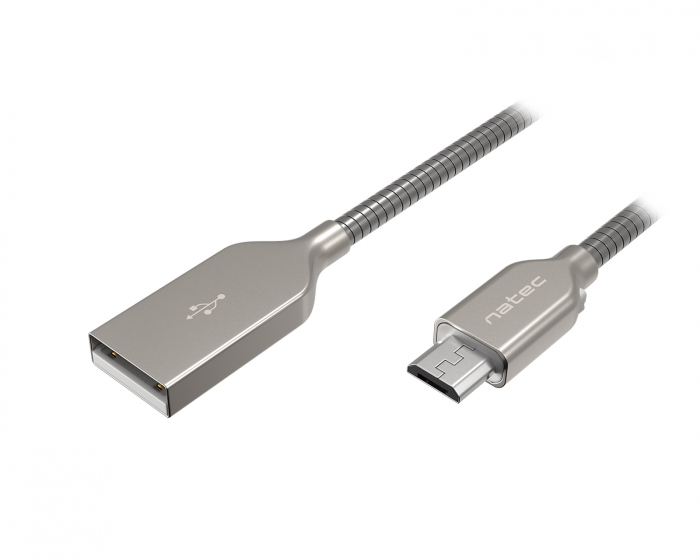Natec PRATI Ladekabel Micro USB > USB-A 2.0 - Silver 1m