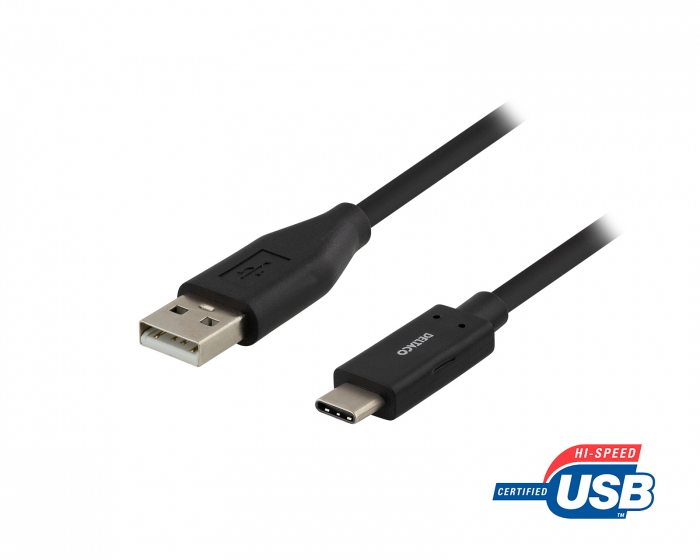 Deltaco USB-C > USB-A 2.0 Kabel Schwarz - 1 meter