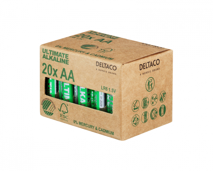 Deltaco Ultimate Alkaline AA Batterie, 20 Stück