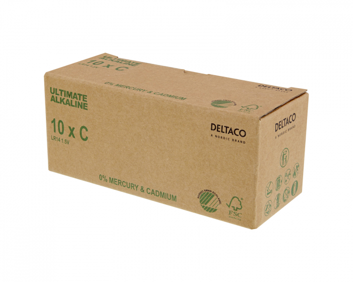 Deltaco Ultimate Alkaline C Batterie, 10 Stück(Bulk)