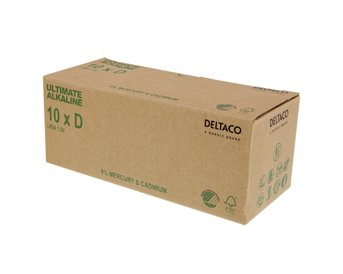 Deltaco Ultimate Alkaline D Batterie, 10 Stück(Bulk)