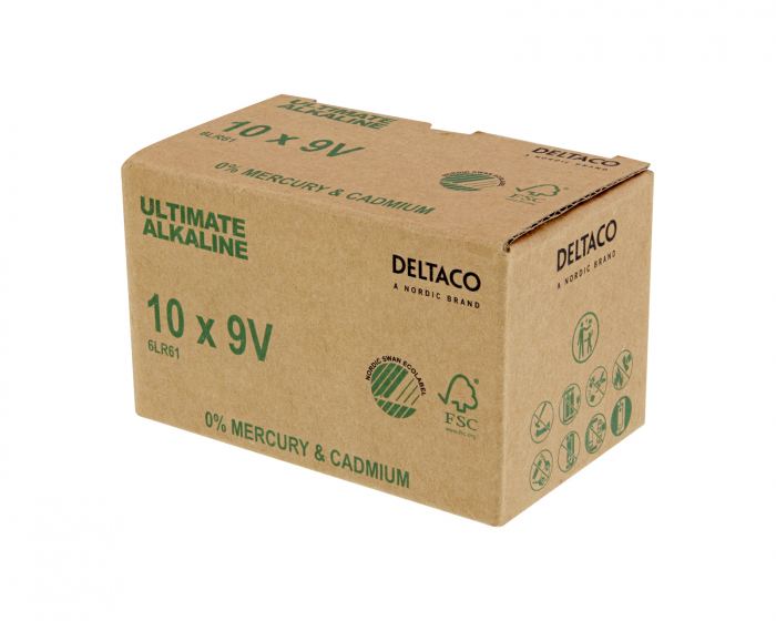 Deltaco Ultimate Alkaline 9V Batterie, 10 Stück (Bulk)