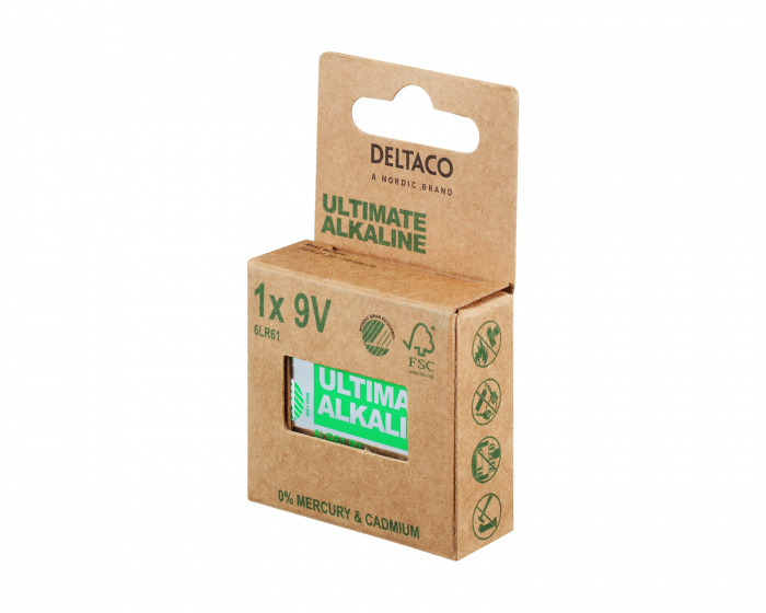 Deltaco Ultimate Alkaline 9V Batterie, 1 Stück