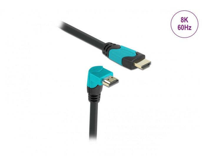 Delock High Speed HDMI Kabel 2.1 unten gewinkelt - Schwarz - 1m