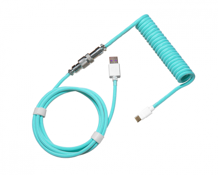 Cooler Master Coiled Cable USB-C zu USB-A 1.5m - Aviator - Pastel Cyan