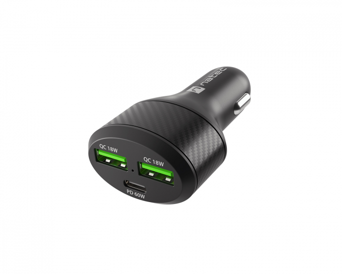 Natec Coney Autoladegerät - 2x USB-A 1x USB-C 84W PD 3.0 - Schwarz