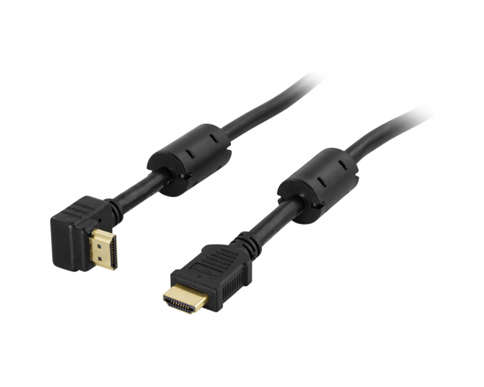 Deltaco Abgewinkelt HDMI Kabel High Speed with Ethernet - Schwarz - 5m