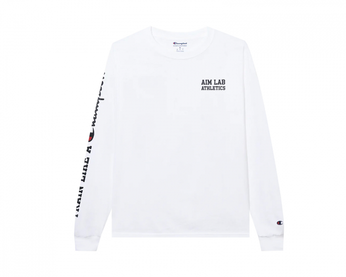 Aim Lab x Champion - Weiß Long-Sleeve Tee - Small