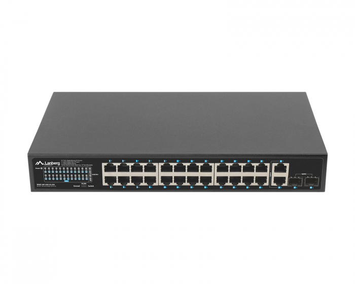 Lanberg Netzwerkswitches 24-port, 1GB POE+/2X GB 2X SFP RACK 19” Gigabit Ethernet 250W