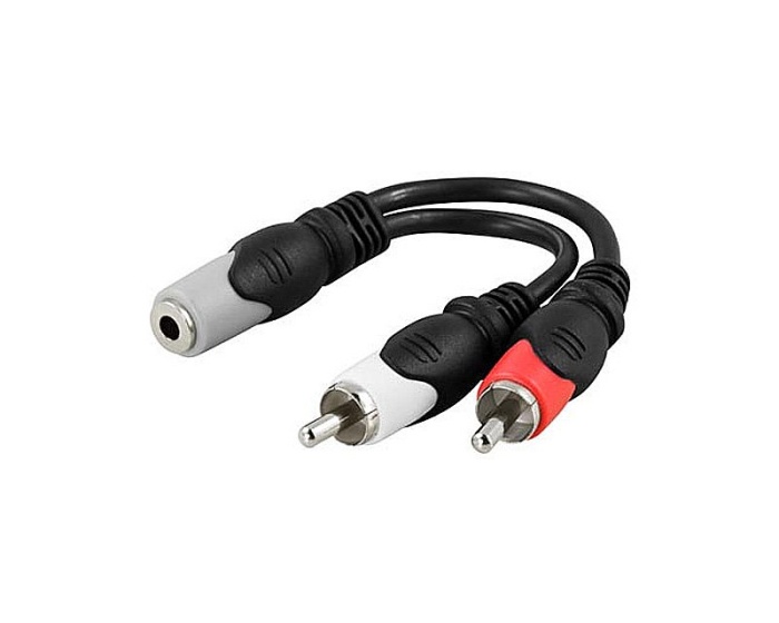 Deltaco 3,5mm Buchse > 2xRCA Stecker 0,1m Schwarz