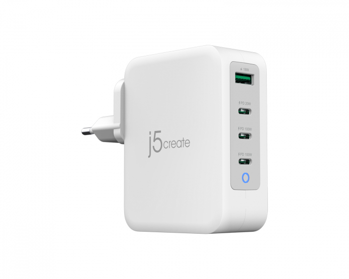 j5create Wall Charger GaN, 130 W, 3x USB-C, 1x USB-A, 4-Port Charger - Ladegerät