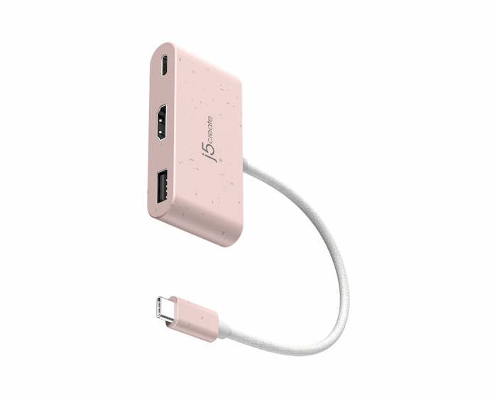 j5create USB-C zu HDMI 4K und USB Typ-A mit 90 W Power Delivery - Rosa