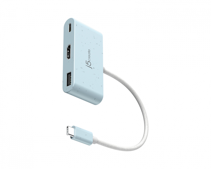 j5create USB-C zu HDMI 4K und USB Typ-A mit 90 W Power Delivery - Blau