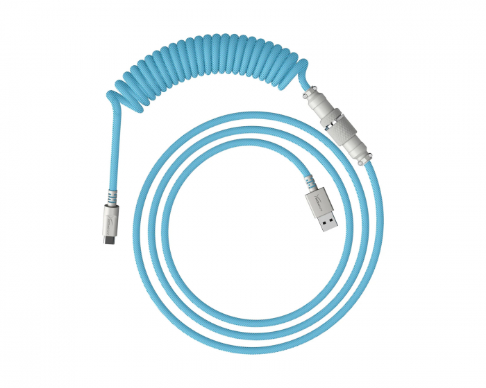 HyperX USB-C Coiled Cable - Hellblau / Weiß