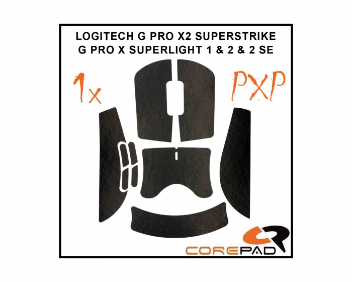 Corepad PXP Grips für Logitech G PRO X SUPERLIGHT 1 / 2 / 2 SE & X2 SUPERSTRIKE - Black
