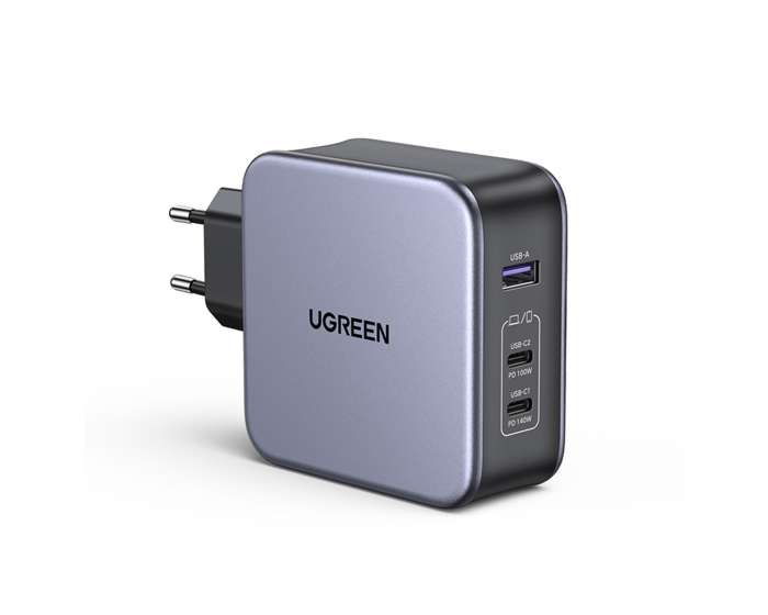 UGREEN Nexode 140W USB-C PD GaN - 3-Port Ladegerät + USB-C Kabel 1.5m - Schwarz