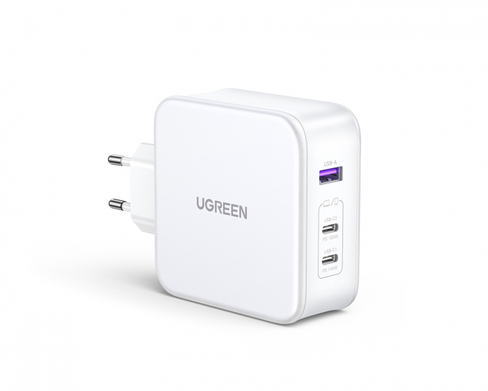 UGREEN Nexode 140W USB-C PD GaN - 3-Port Ladegerät + USB-C Kabel 1.5m - Weiß