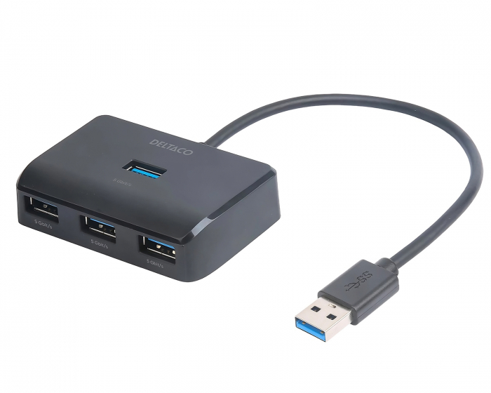 Deltaco USB Dockingstation mit 4 Ports - Schwarz