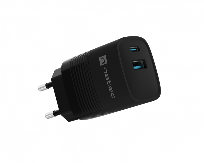 Natec Ribera GaN USB-Ladegerät USB-A & USB-C - 30W - Schwarz