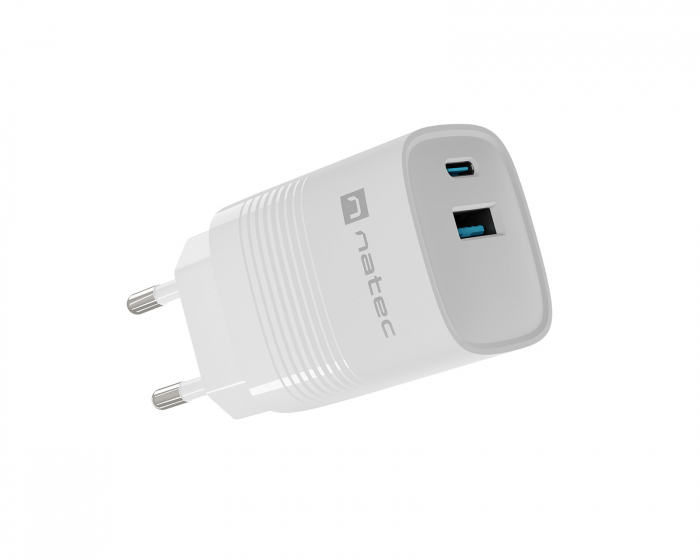 Natec Ribera GaN USB-Ladegerät USB-A & USB-C - 30W - Weiß