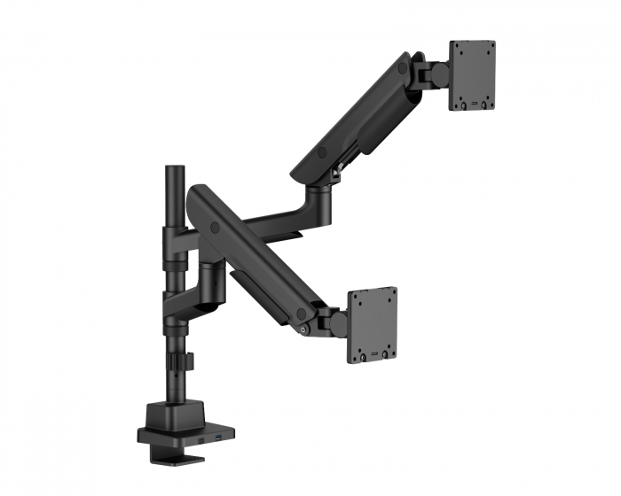 MaxMount Hercules Monitorarm 27kg USB-Ports 24”-57” Schwarz - 2 Bildschirme