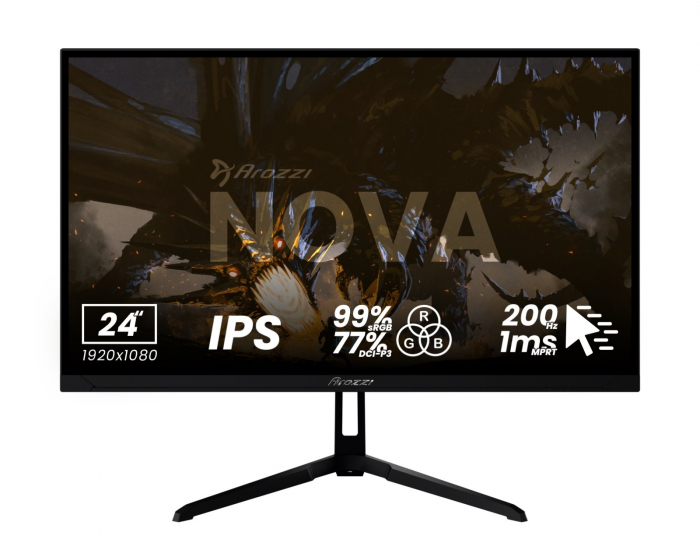 Arozzi Nova 24“ IPS 1920x1080 200Hz Gaming-Monitor - Schwarz