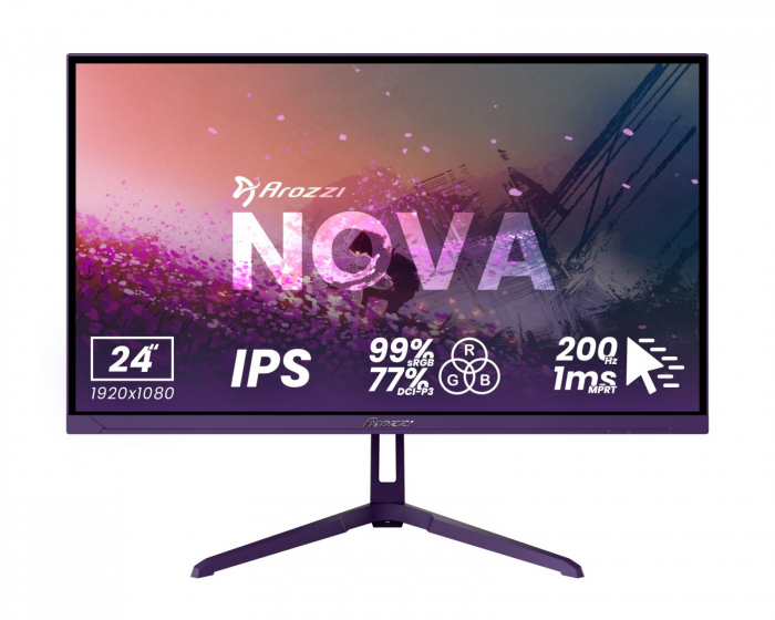 Arozzi Nova 24“ IPS 1920x1080 200Hz Gaming-Monitor - Lila