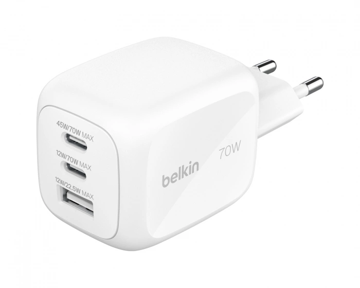 Belkin BoostCharge Pro GaN 70W Wandladegerät mit Reiseadapter