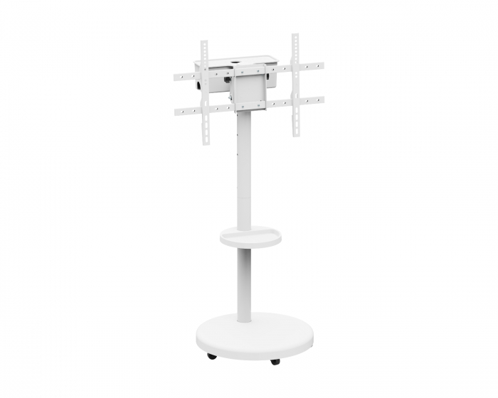 MaxMount Heavy-Duty TV‑Bodenständer mit Medienablage - Weiß