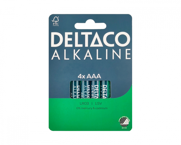 Deltaco AAA Alkaline-Batterien 4er-Pack