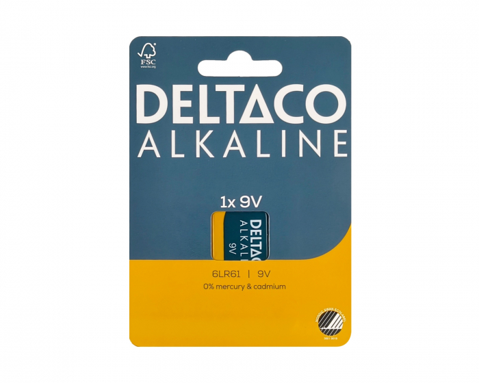 Deltaco 9V/6LR61 Alkalische Batterie 1er-Pack