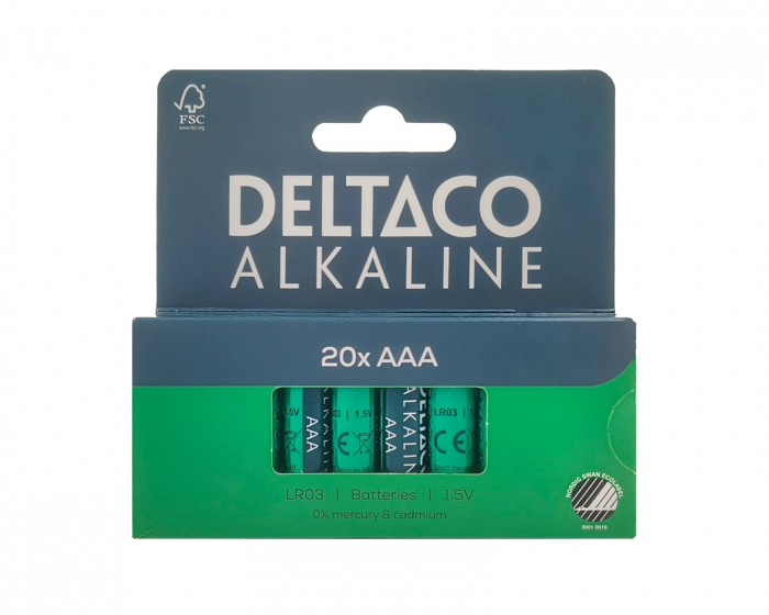 Deltaco AAA-Alkalibatterien 20er-Pack