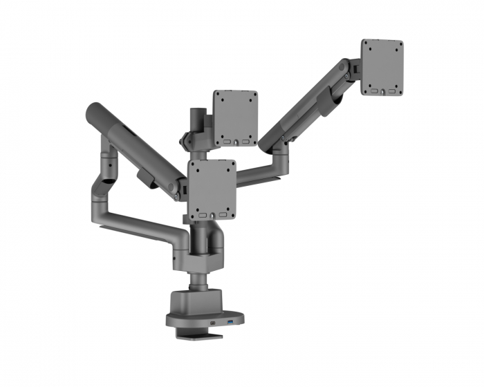 MaxMount Monitorarm mit USB-A- und USB-C-Anschlüssen - 3 Bildschirm - 17-27