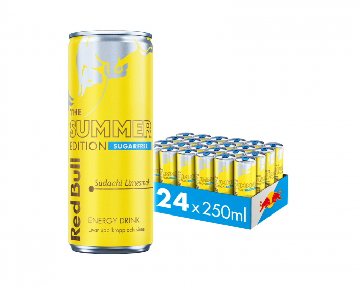 Red Bull 24x Energy Drink, 250 ml, Summer Edition Zuckerfrei (Sudachi Lime)