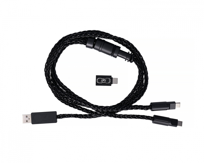 IPI 1-auf-2 8K geflochtenes Kabel - Schwarz