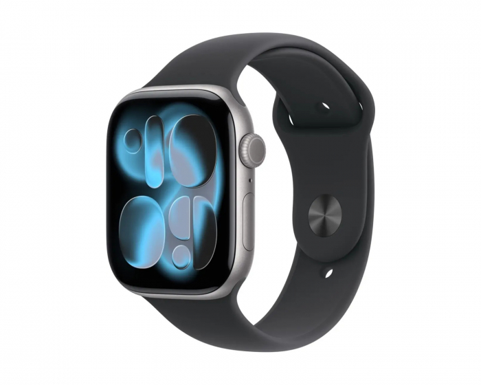 Apple Watch Series 11 46mm Aluminiumgehäuse Weltraumgrau Sportarmband Schwarz M/L