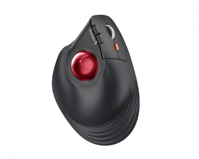 ProtoArc EM05 NL Vertikale Kabellose Trackball-Maus - Schwarz/Rot