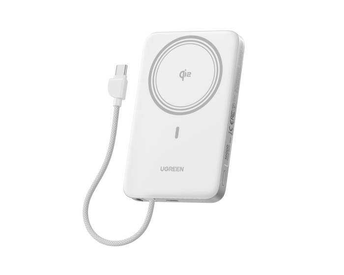 UGREEN MagFlow Air Magnetische Kabellose Powerbank 10000mAh 30W - Weiß