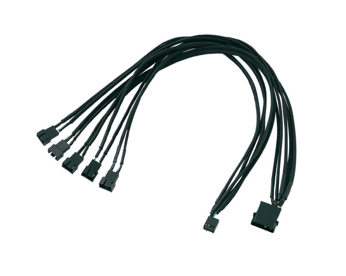 AKASA PC-Lüfter Verlängerungskabel 4-pins - 1 Molex zu 5 PWM 9 - Schwarz