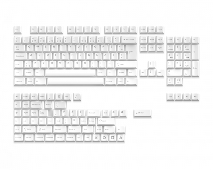 MaxCustom Shine Through Double-shot PBT Keycaps Set - Weiss (DEMO)