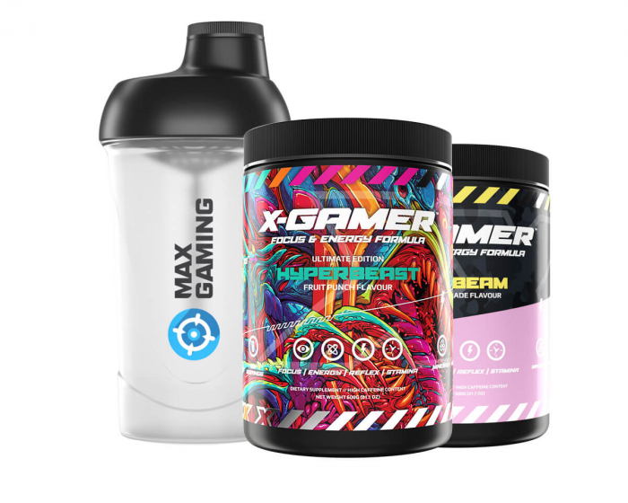 X-Gamer 2 x 600g X-Tubz Nymn Bundle Hyperbeast/Sun Beam - 60 Tagesportionen + Shaker