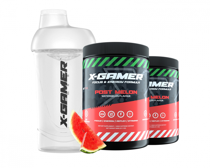 X-Gamer 2 x 600g X-Tubz Post Melon - 60 Tagesportionen + Shaker